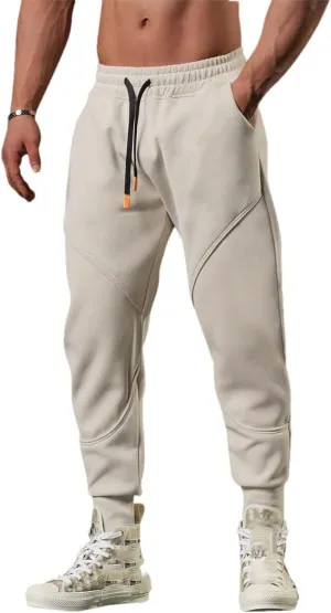 Men's Skinny-Fit Sports Joggers with Drawstring Waist Full-Length Gym Running Training Casual Sweatpants
