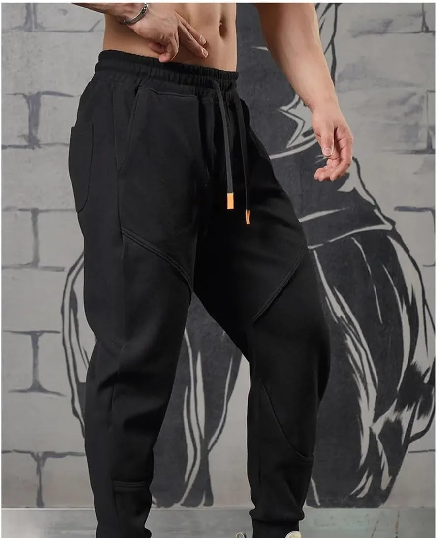 Men's Skinny-Fit Sports Joggers with Drawstring Waist Full-Length Gym Running Training Casual Sweatpants