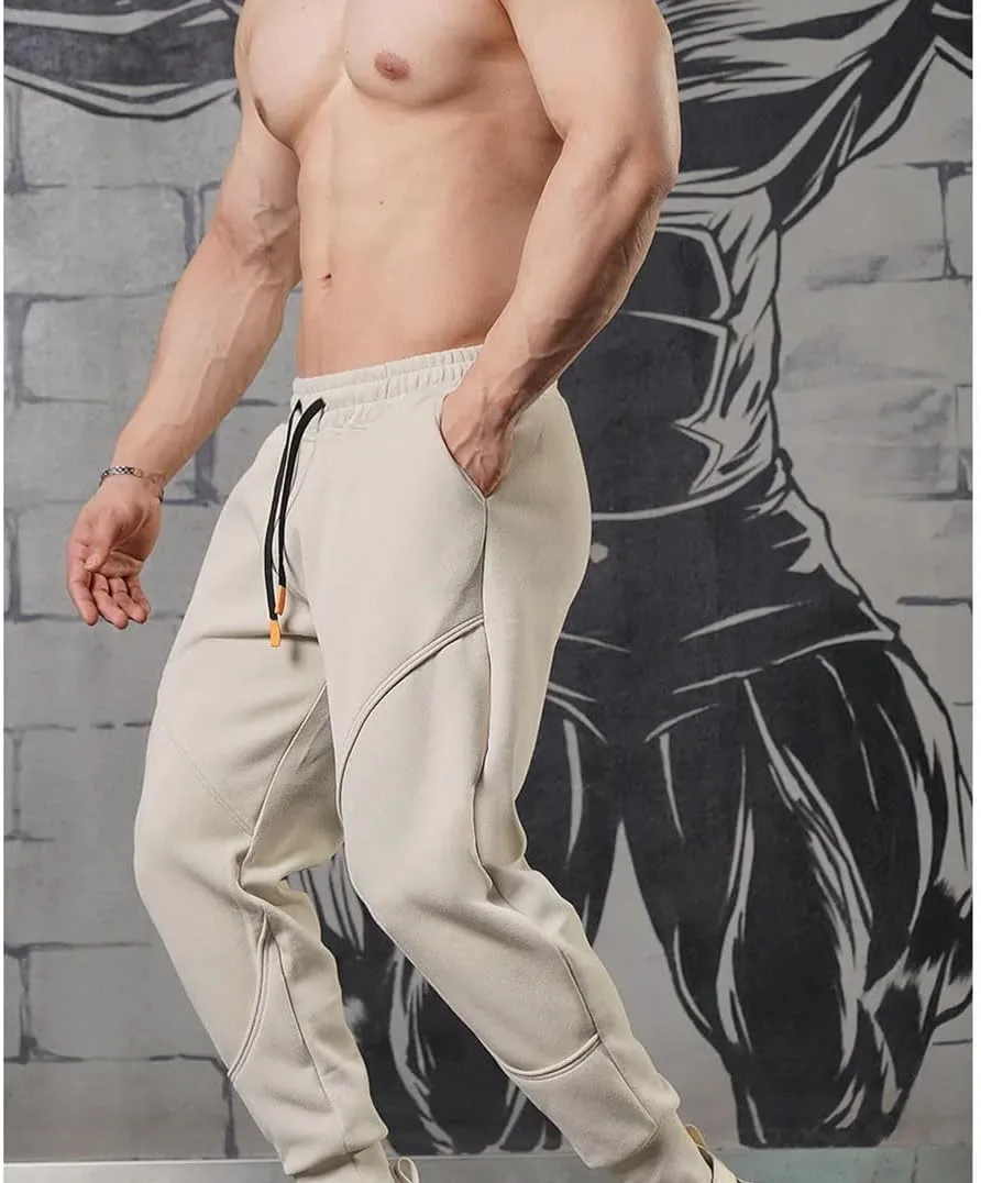 Men's Skinny-Fit Sports Joggers with Drawstring Waist Full-Length Gym Running Training Casual Sweatpants