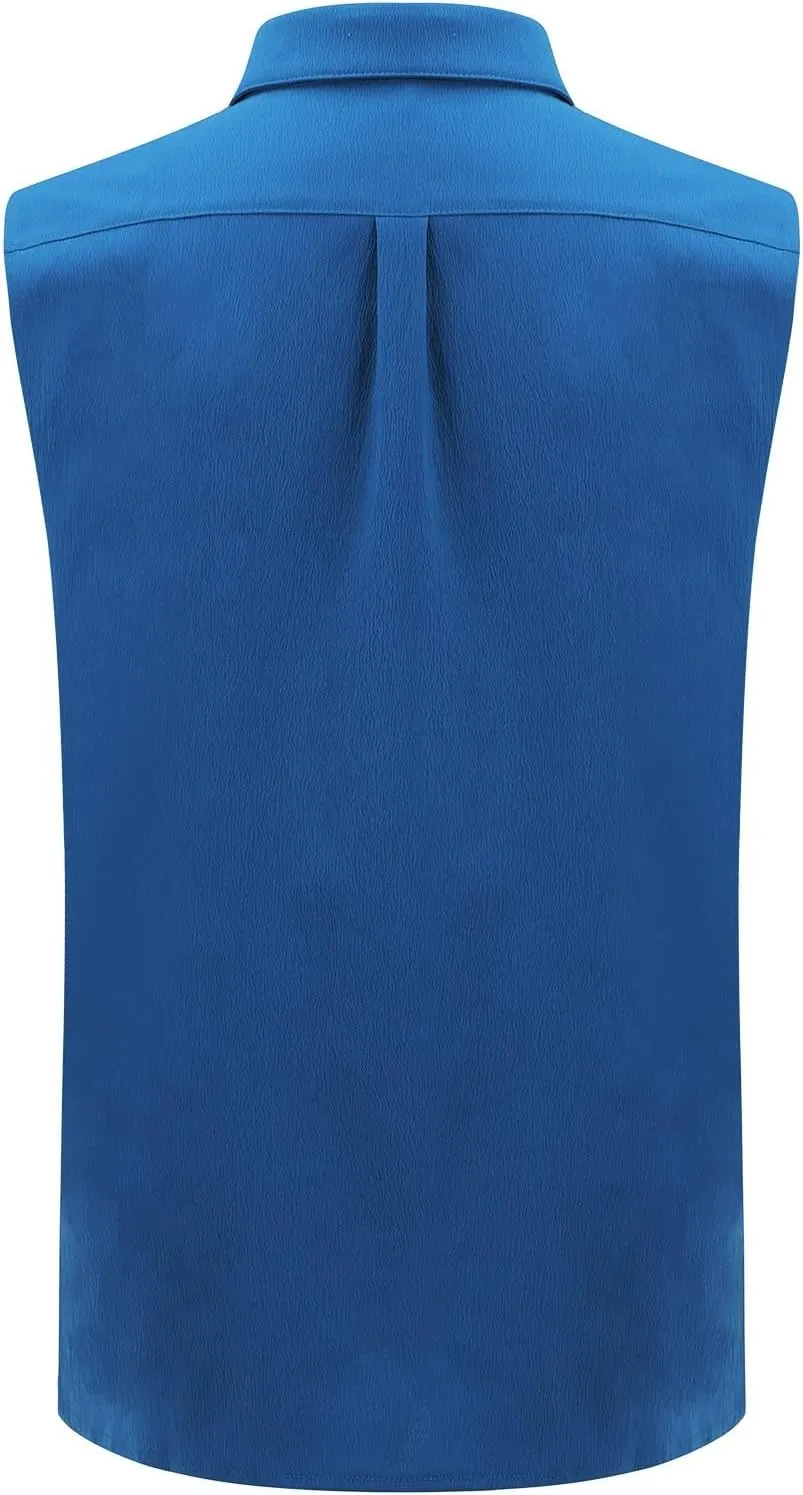 Mens Sleeveless Button Down Beach Shirts Casual Summer Hippie Tank Tops Fashion Solid Collared Linen Tank Shirt 2025