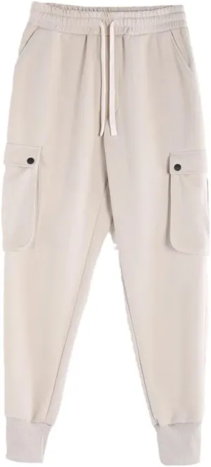 Men's Slim-Fit Cargo Pants with Drawstring Waist Full-Length Outdoor Sports Jogger Casual Trousers