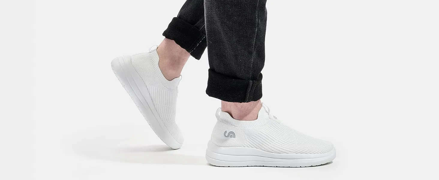 Men's Slip On Sneakers Walking Shoes Wide， Casual Soft Breathable Slip in Sock Sneakers，Non-Slip Rubber Sole, Workout,Athletic