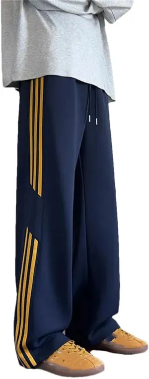 Men's Straight Leg Casual Sweatpants Elastic Waist Midweight Comfortable Fit Trousers for Daily Wear