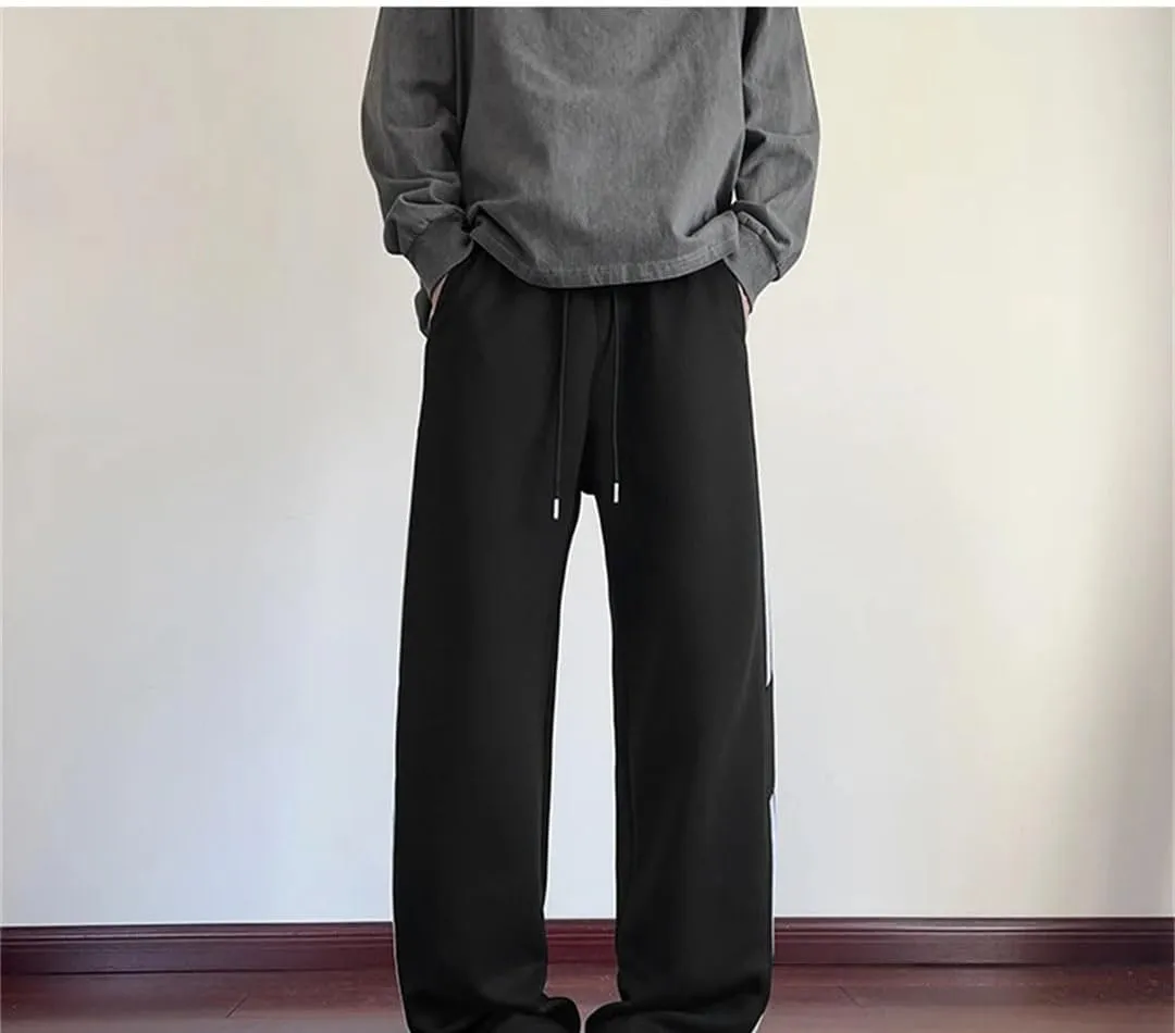 Men's Straight Leg Casual Sweatpants Elastic Waist Midweight Comfortable Fit Trousers for Daily Wear
