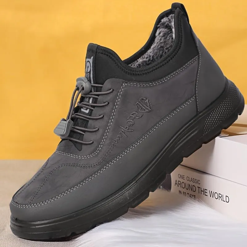 Men's Winter Warm Fleece-Lined Sneakers Waterproof, Mens Winter Boots Shoes Non-Slip Casual Sneakers