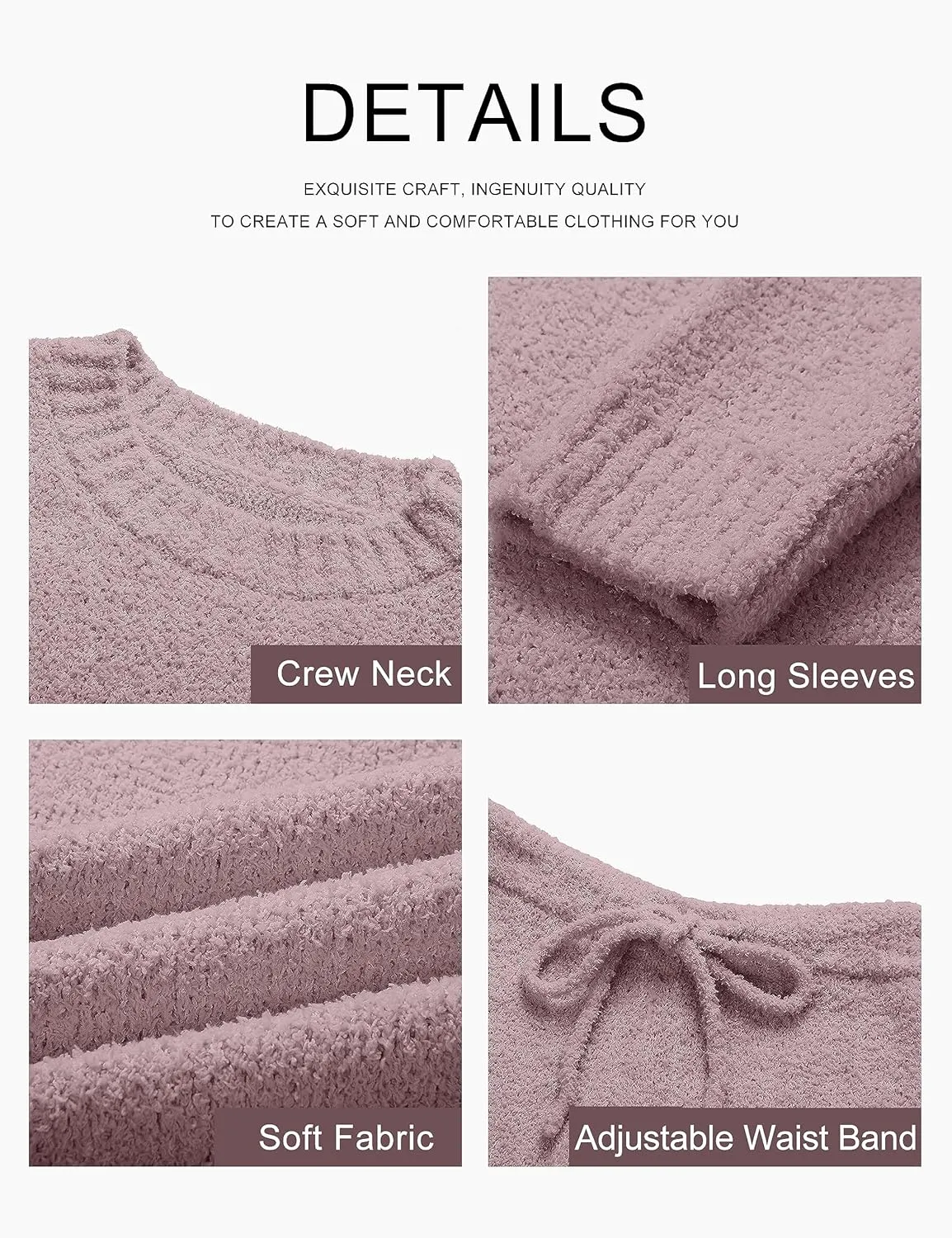 MEROKEETY Womens Fuzzy Fleece Long Sleeve 2 Piece Loungewear Outfits Sweater Pants Pajama Sets