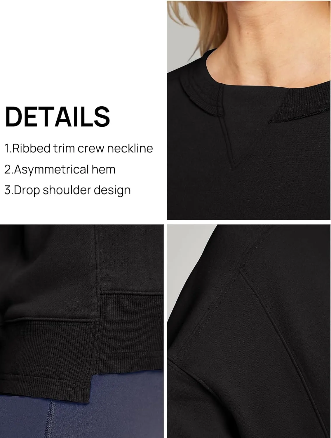 MEROKEETY Women's Oversized Cropped Sweatshirts Crewneck Fleece Workout Pullover Sweater Fall Outfits