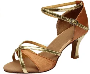 Mid Heels for Women 2025 Latin Dance Shoes Womens Ballroom Buckle Tango Performance Practice Dancing Shoes