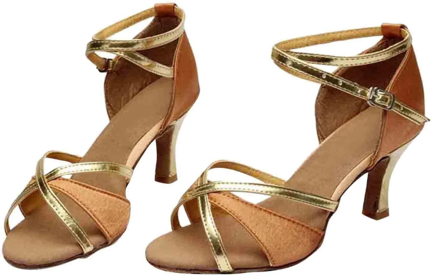 Mid Heels for Women 2025 Latin Dance Shoes Womens Ballroom Buckle Tango Performance Practice Dancing Shoes