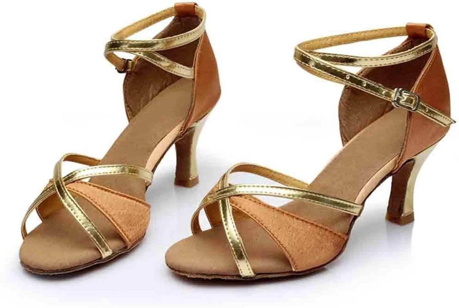 Mid Heels for Women 2025 Latin Dance Shoes Womens Ballroom Buckle Tango Performance Practice Dancing Shoes