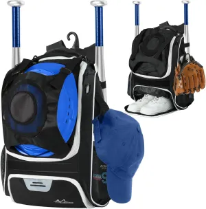 MoKo Baseball Bag, Softball Bag with External Helmet Holder & Fence Hook for T-Ball Bat Softball Equipment, Lightweight & Breathable Baseball Backpack with Shoe Compartment for Youth & Adult, Black