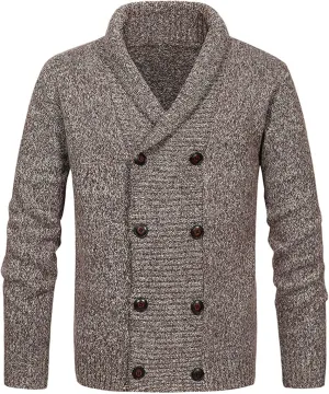Muscularfit Mens Cardigan Sweaters Big and Tall Long Sleeve Double Breasted Casual Sweater Fashion Vintage Winter Jacket Coat