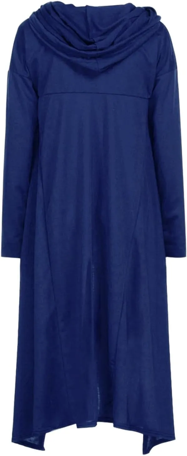 Muyise Womens Asymmetric Hem Long Sleeve Loose Casual Hoodies Sweatshirts Tunic Tops Cowl Neck High Low Cloak with Pockets