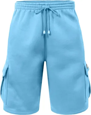 NE PEOPLE Mens Active Comfy Workout Gym Elastic Drawstring Fleece Cargo Sweat Shorts (M-7XL)