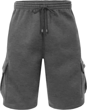 NE PEOPLE Mens Active Comfy Workout Gym Elastic Drawstring Fleece Cargo Sweat Shorts (M-7XL)
