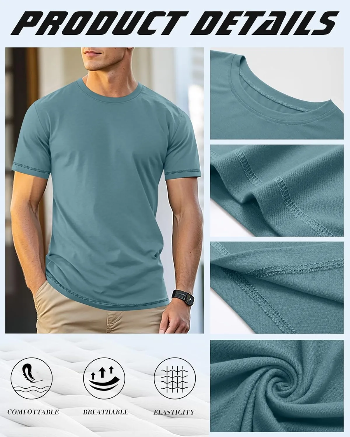 Neer 3 Pack Big and Tall Shirts for Men L-5XL, Oversized Cotton Crewneck Tops Loose Casual Large T-Shirts Summer Basic Tee