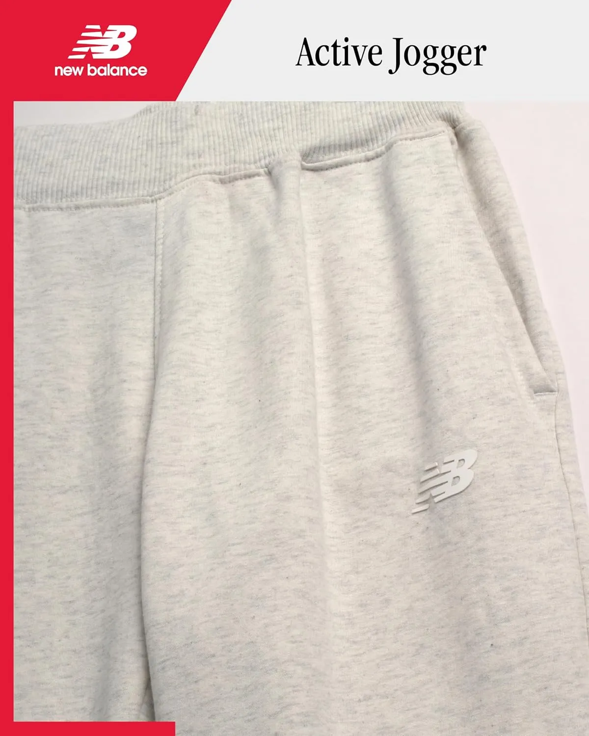 New Balance Girls' Sweatpants - Soft Cotton Blend Fleece Athletic Performance Joggers with Drawstring & Pockets (Sizes: 8-16)