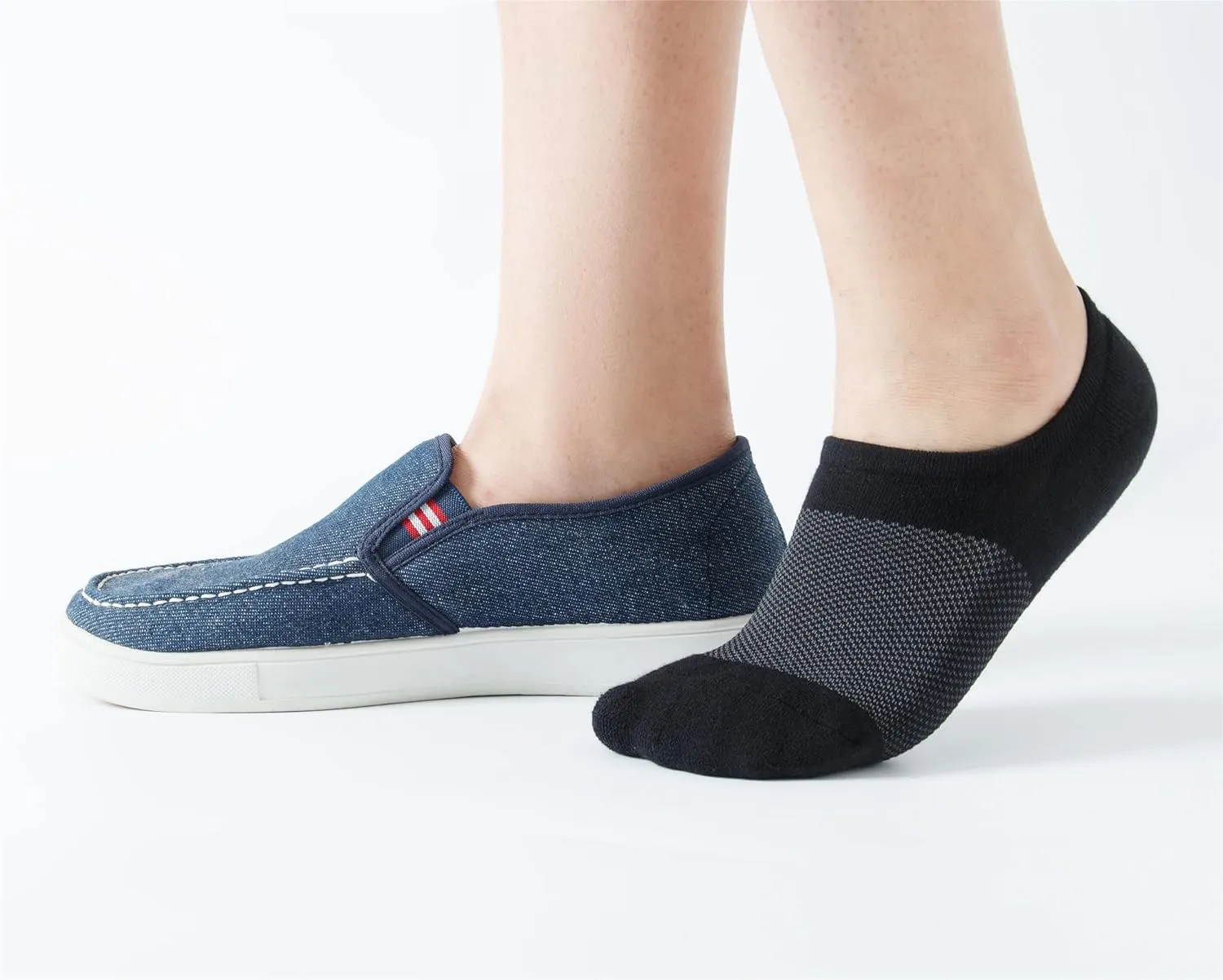 No-Show-Socks with Cushioned&Non-Slip Heel Grip for Men, Athletic Running Socks with Mesh 5 Pairs Size 7-12