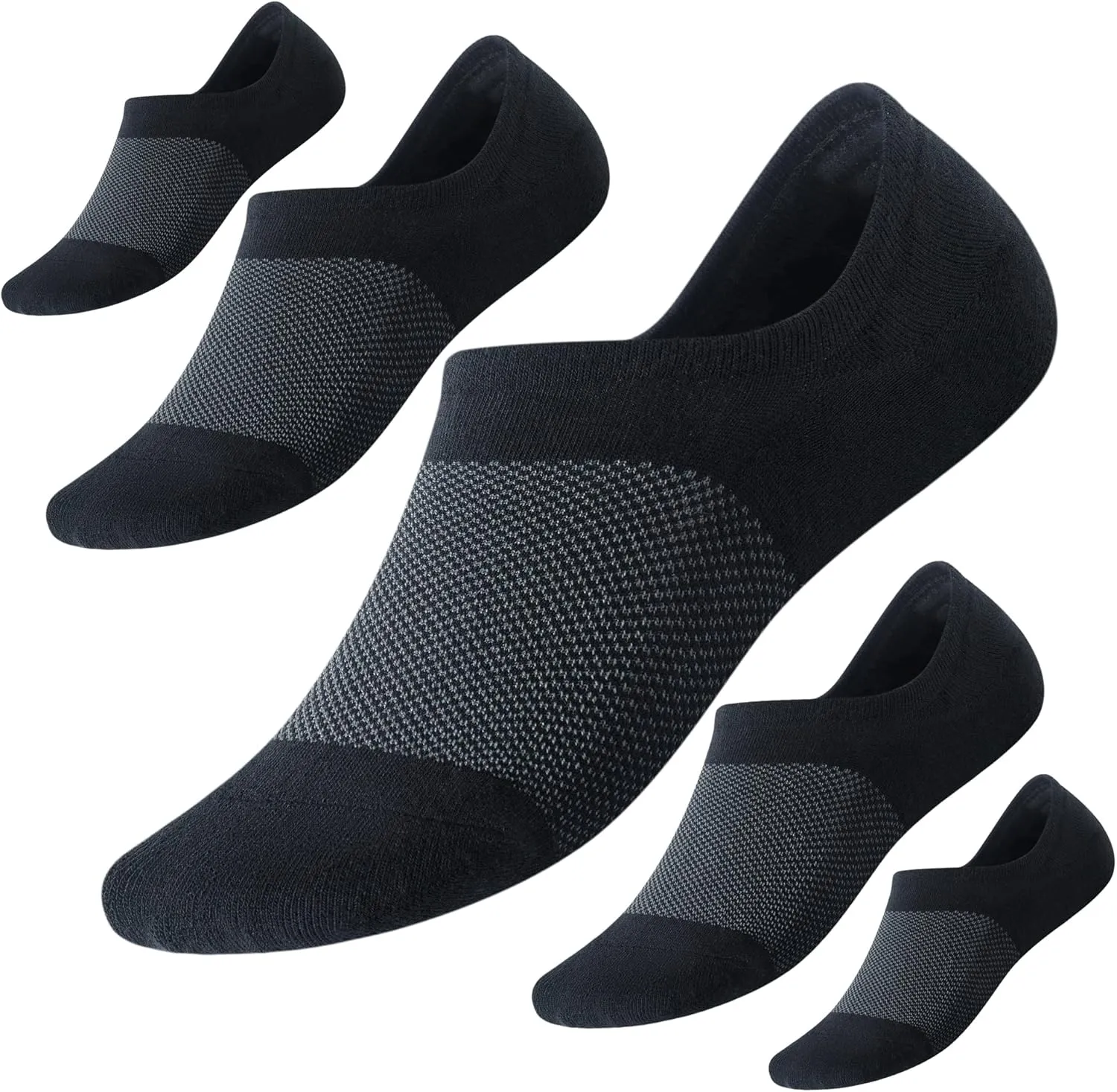No-Show-Socks with Cushioned&Non-Slip Heel Grip for Men, Athletic Running Socks with Mesh 5 Pairs Size 7-12
