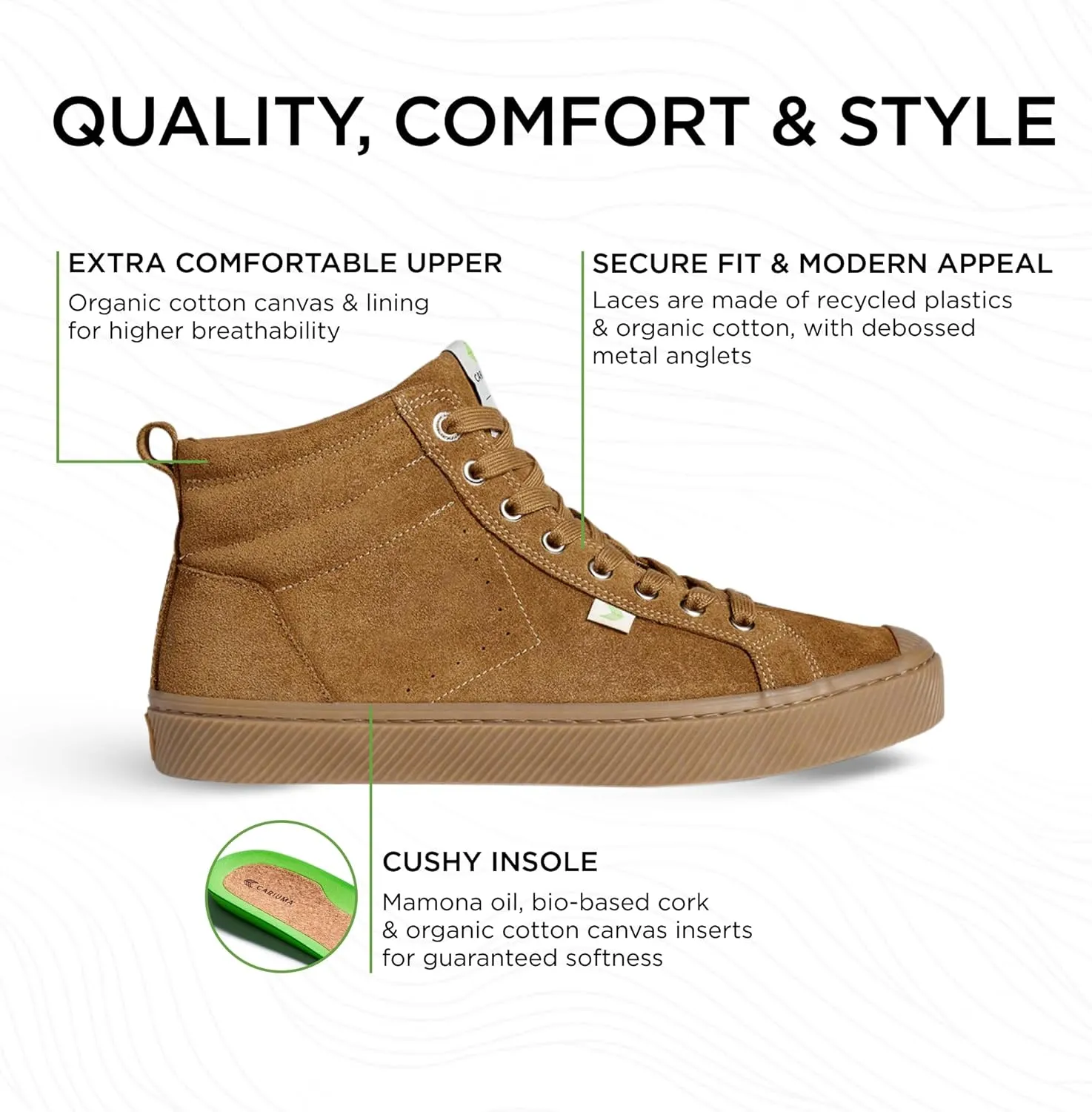 OCA High Suede Sneakers, Comfortable Shoes for & Women, Lightweight & Sustainable, Versatile Casual Footwear with 100% Vegan Insoles, Rubber
