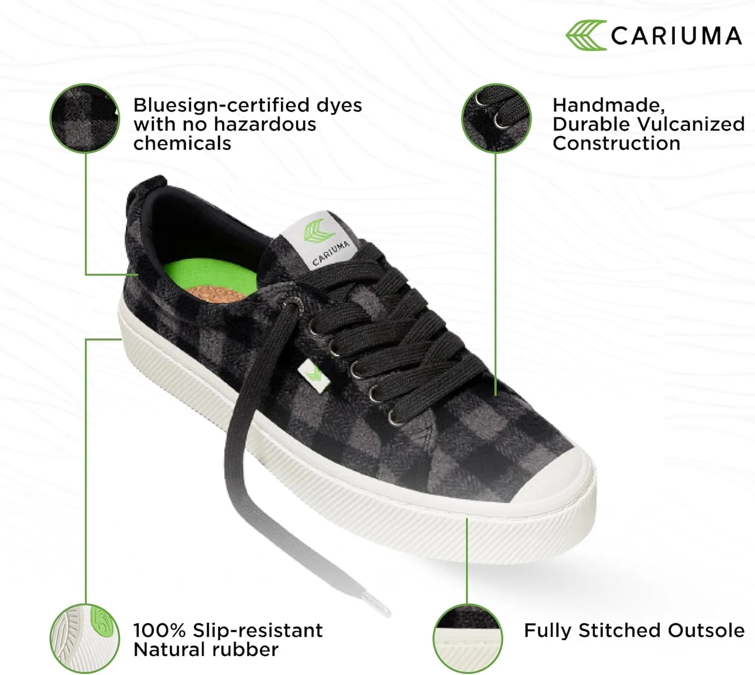 OCA Low Plaid Sneakers, Comfortable Shoes for Women, Lightweight & Sustainable, Versatile Casual Footwear with 100% Vegan Insoles, Rubber