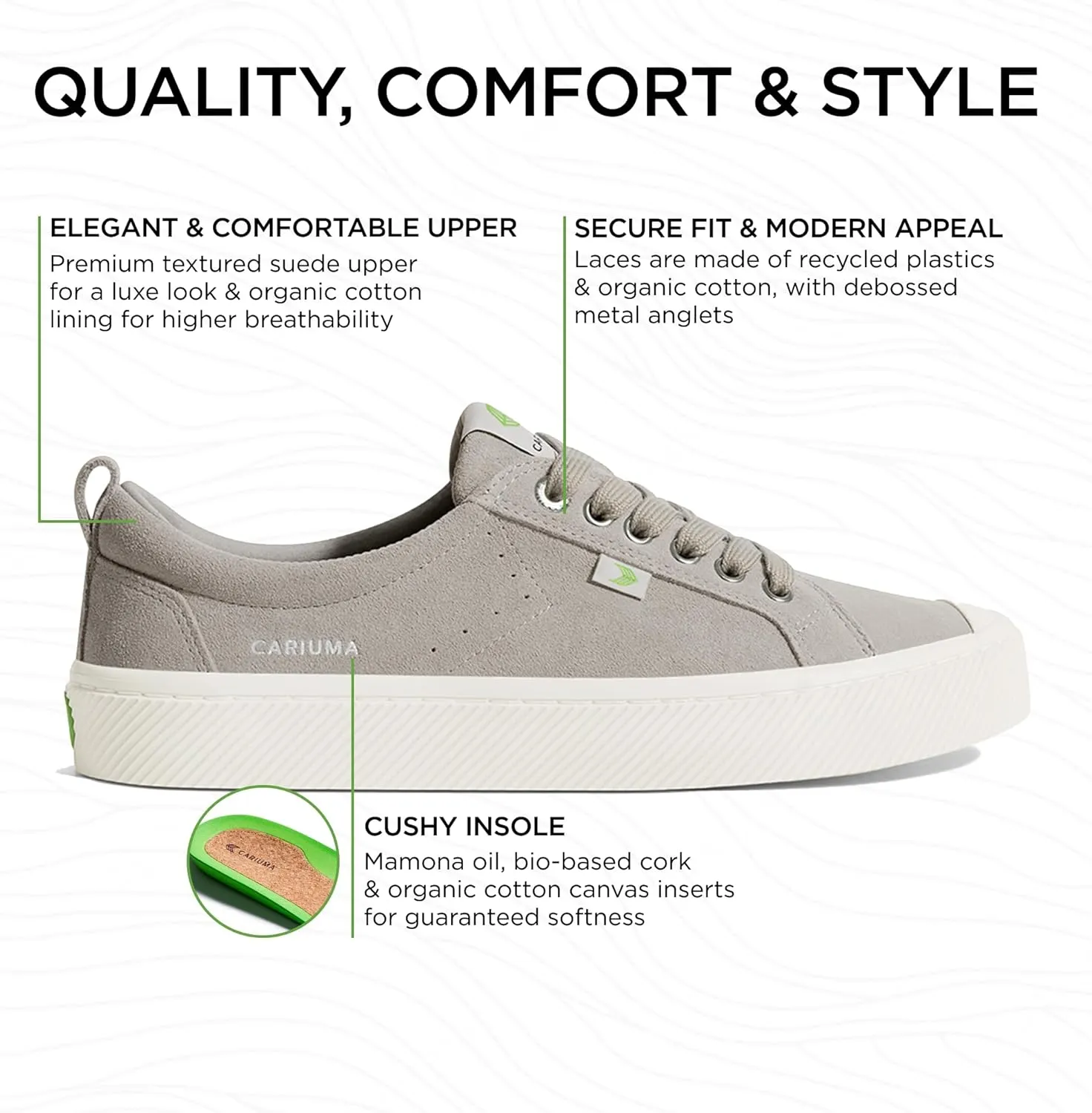 OCA Low Suede Sneakers, Comfortable Shoes for Women, Lightweight & Sustainable, Versatile Casual Footwear with 100% Vegan Insoles, Rubber