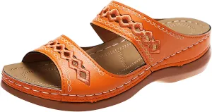 Orthopedic Sandals for Women Arch Support Flip Flops Sandals Walking Thong Sandals 3D Hollow Flower Wedge Shoes