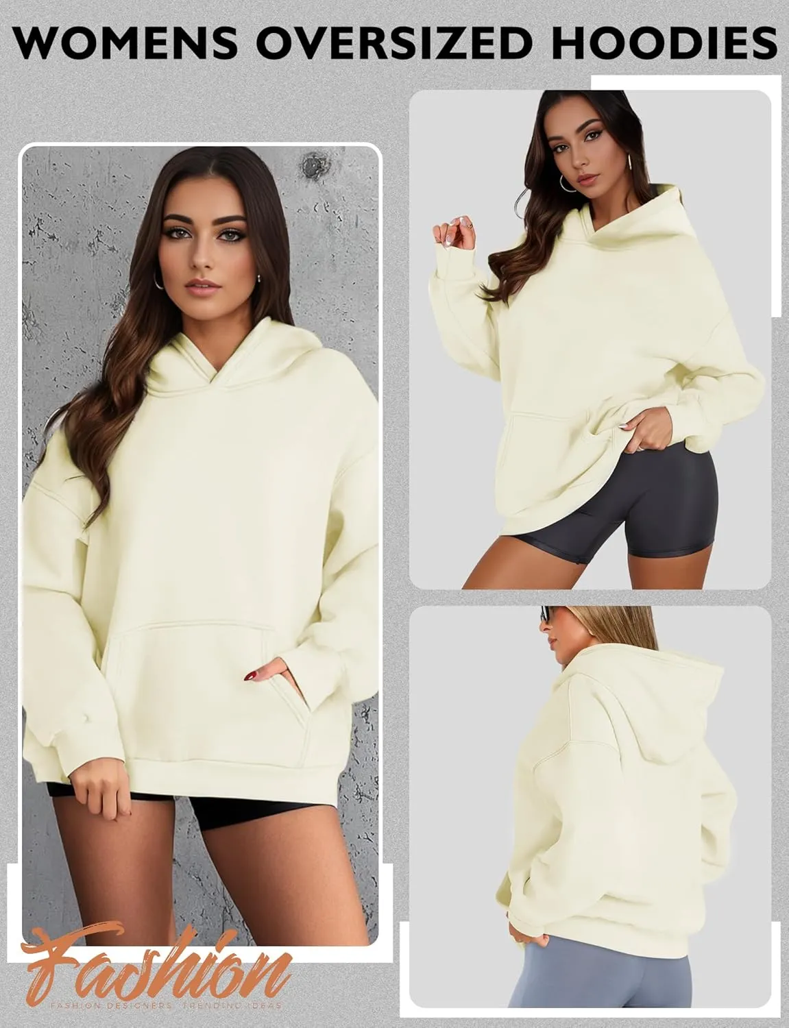 Oversized Hoodies for Women, Long Sleeve Fleece Womens Sweatshirt with Pocket Pullover Fall Outfits Winter Clothes
