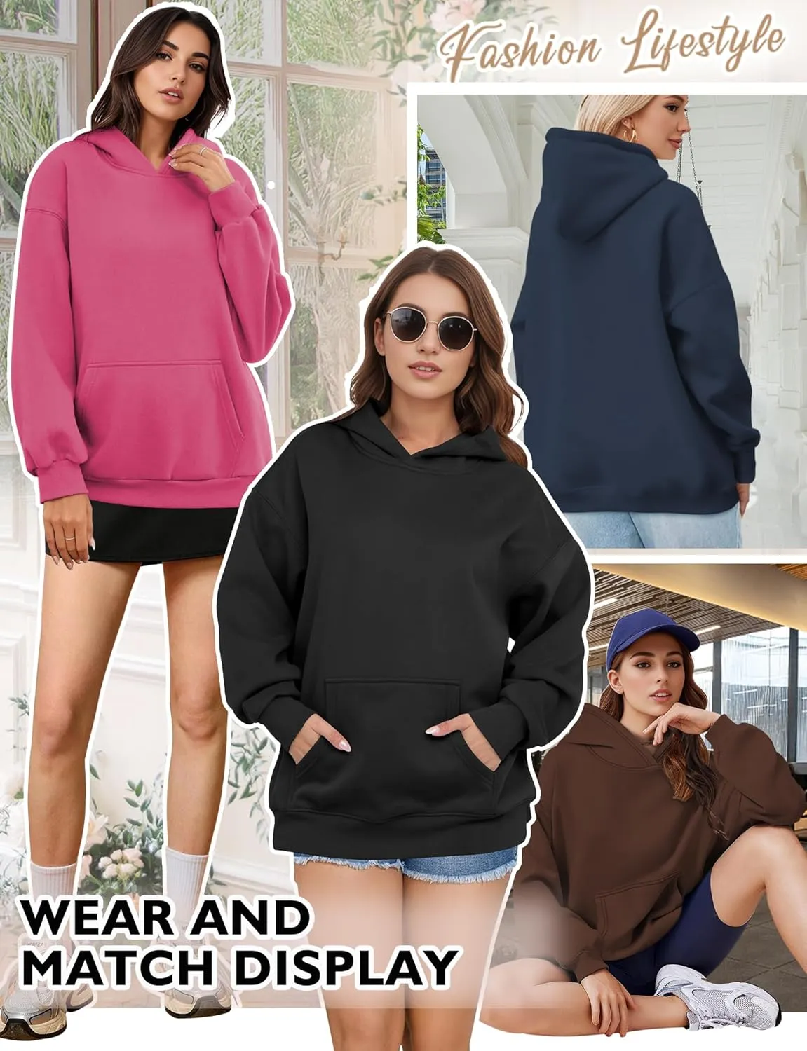 Oversized Hoodies for Women, Long Sleeve Fleece Womens Sweatshirt with Pocket Pullover Fall Outfits Winter Clothes