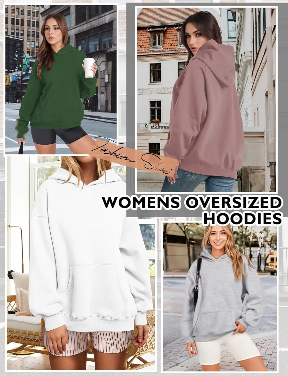 Oversized Hoodies for Women, Long Sleeve Fleece Womens Sweatshirt with Pocket Pullover Fall Outfits Winter Clothes