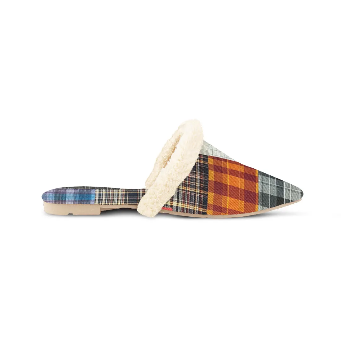 Plaid Perfection Fur-Lined Mules