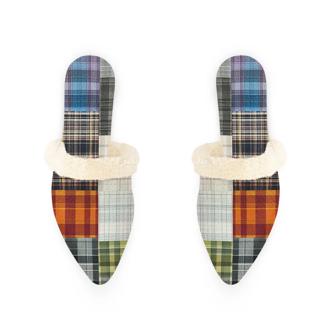 Plaid Perfection Fur-Lined Mules