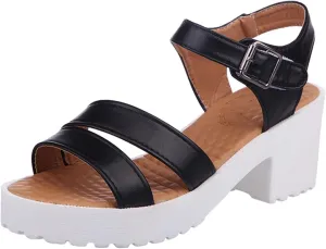 Platform Sandals Women Casual Low Block Chunky Heels Lace Up Sandals Wedding Party Evening Prom Dance Footwear