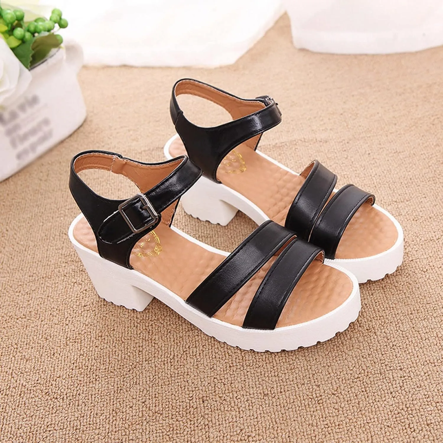 Platform Sandals Women Casual Low Block Chunky Heels Lace Up Sandals Wedding Party Evening Prom Dance Footwear