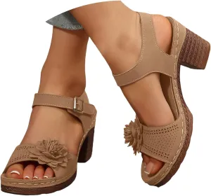 Platform Wedge Sandals for Women 2025 Dressy Summer Ankle Strap Wedges Casual Hollow Out Open Toe Low Heel Comfortable Sandal Work Sandals for Women Office Breathable Dress Shoes