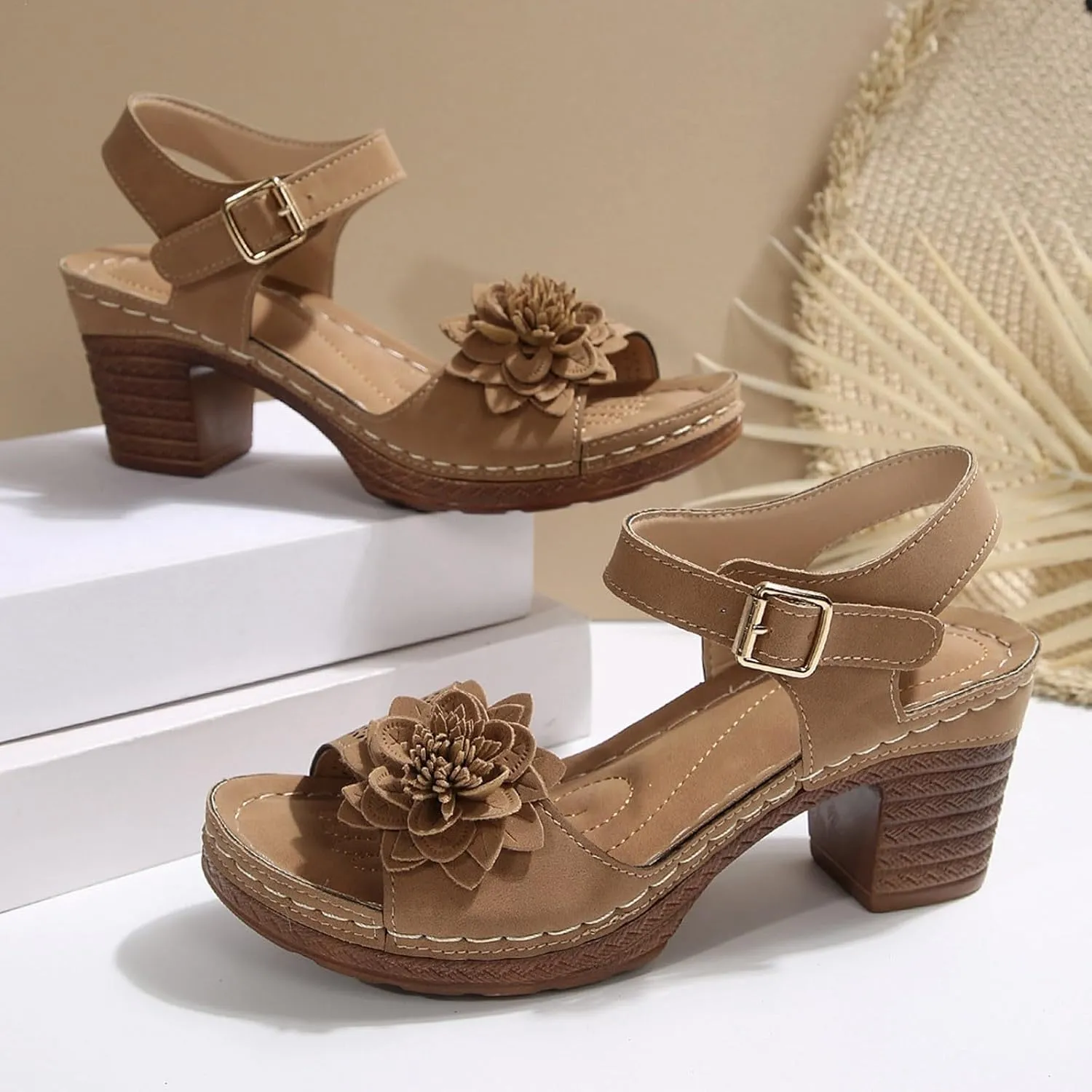 Platform Wedge Sandals for Women 2025 Dressy Summer Ankle Strap Wedges Casual Hollow Out Open Toe Low Heel Comfortable Sandal Work Sandals for Women Office Breathable Dress Shoes