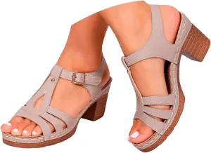Platform Wedge Sandals for Women 2025 Dressy Summer Chunky Heel Ankle Strap Wedges Casual Hollow Out Open Toe Block Heels Comfortable Sandal Work Sandals for Women Office Breathable Dress Shoes