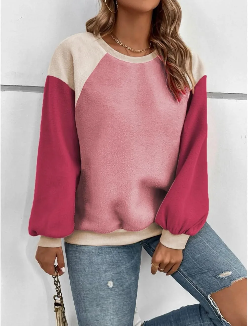 Plus Size Sweatshirts for Women Oversized Colorblock Pullover Tops 1X-5X