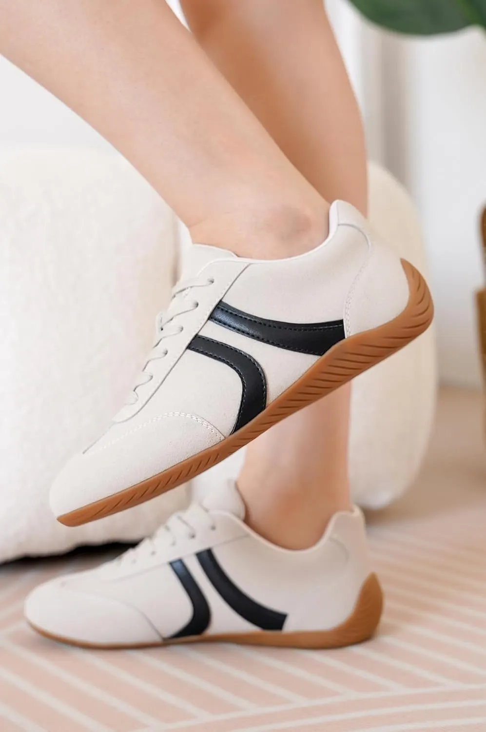 Project Cloud Ballerina Sneakers for Women – Comfortable Lace-Up Womens Shoes with Memory Foam – Lightweight Vegan Leather Women Footwear – All-Day Women's Fashion Sneakers for 2025 (Goal)