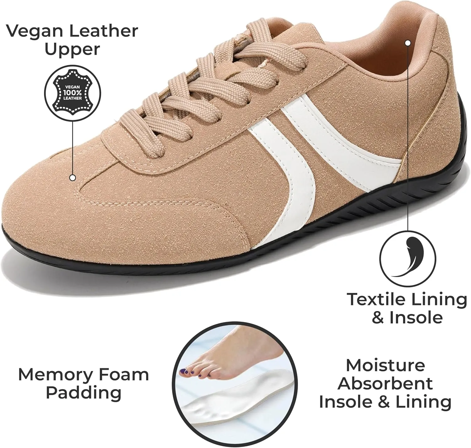 Project Cloud Ballerina Sneakers for Women – Memory Foam Lace-Up Womens Shoes – Lightweight & Non Slip Womens Shoes Casual – All-Day Women's Fashion Sneakers for 2025 (Goal)