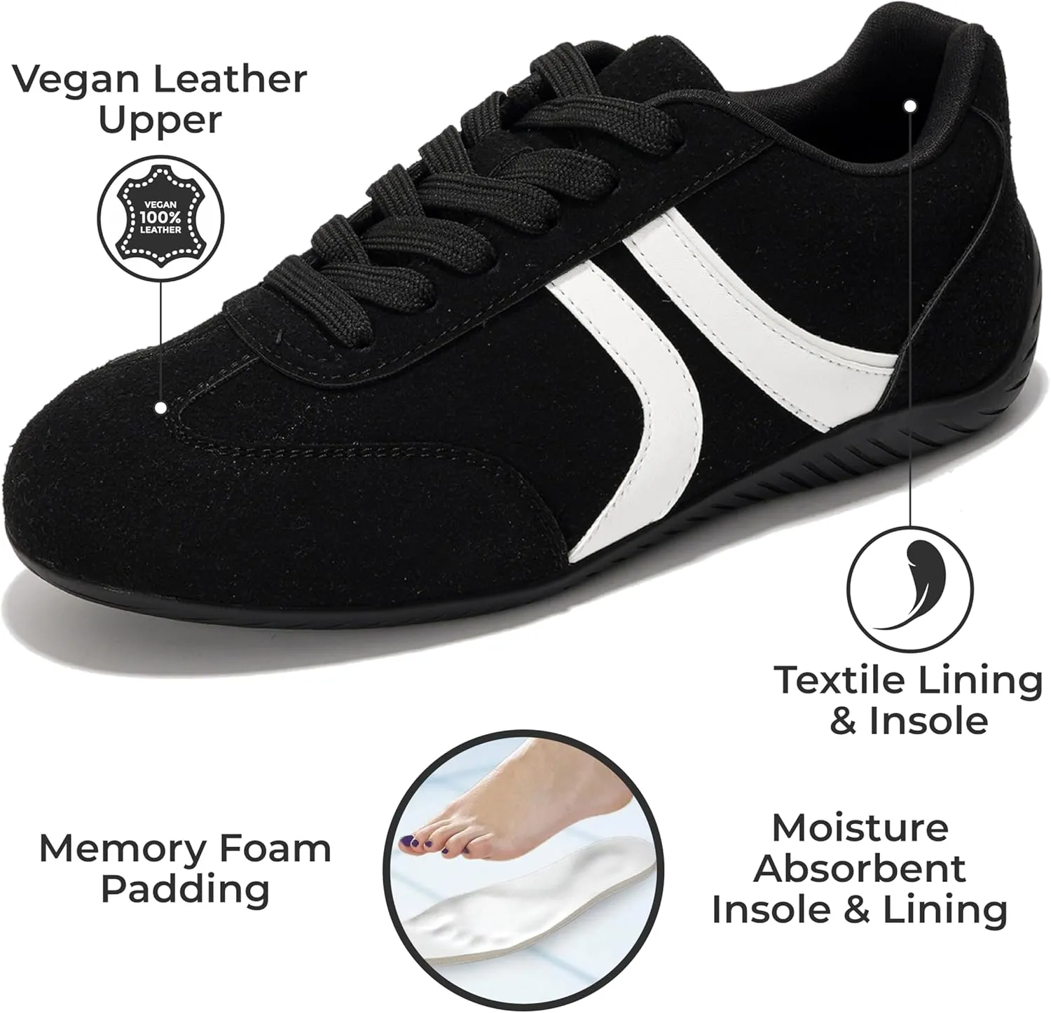 Project Cloud Ballerina Sneakers for Women – Memory Foam Lace-Up Womens Shoes – Lightweight & Non Slip Womens Shoes Casual – All-Day Women's Fashion Sneakers for 2025 (Goal)