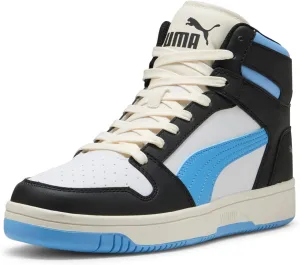 PUMA Men's Rebound Layup Mid Shoes Sneaker, Black-Team Light Blue-Frosted Ivory, 11.5