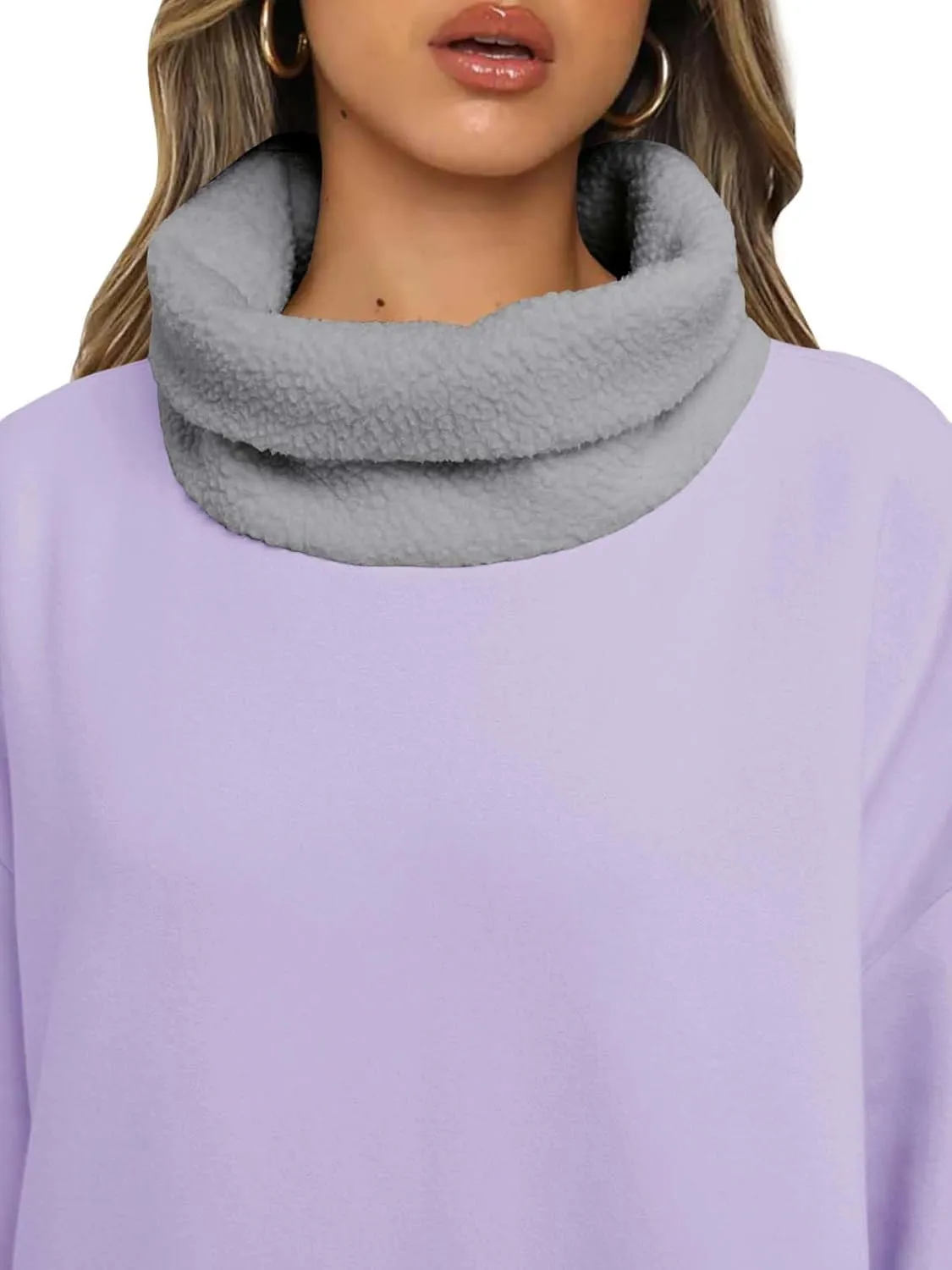 ReachMe Womens Oversized Long Fleece Sweatshirt Dresses Thickening Lounge Maxi Dress Plush Turtleneck Pullover Nightgowns