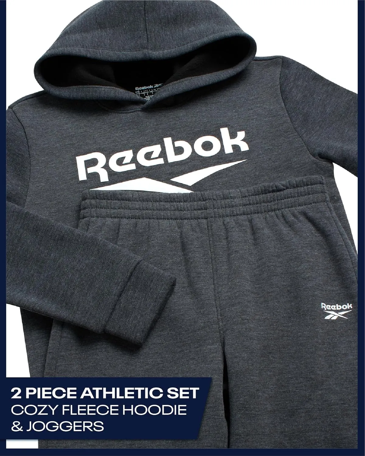 Reebok Boys' Tracksuit - 2 Piece Fleece Pullover Hoodie and Athletic Jogger Sweatpants for Boys (Sizes: 8-14)