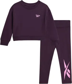 Reebok Toddler Girls' Pants Set - 2 Piece Active Fleece Hoodie Sweatshirt and Leggings for Toddlers and Little Girls (2T-6X)