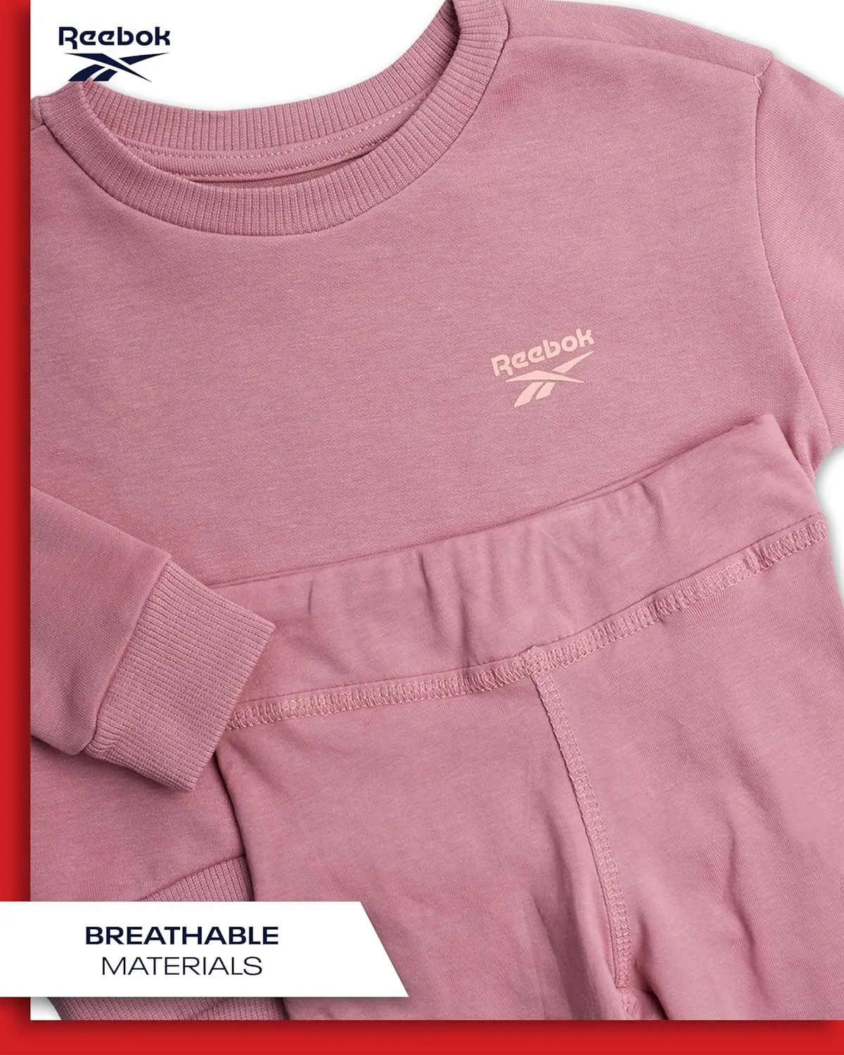 Reebok Toddler Girls' Pants Set - 2 Piece Active Fleece Hoodie Sweatshirt and Leggings for Toddlers and Little Girls (2T-6X)