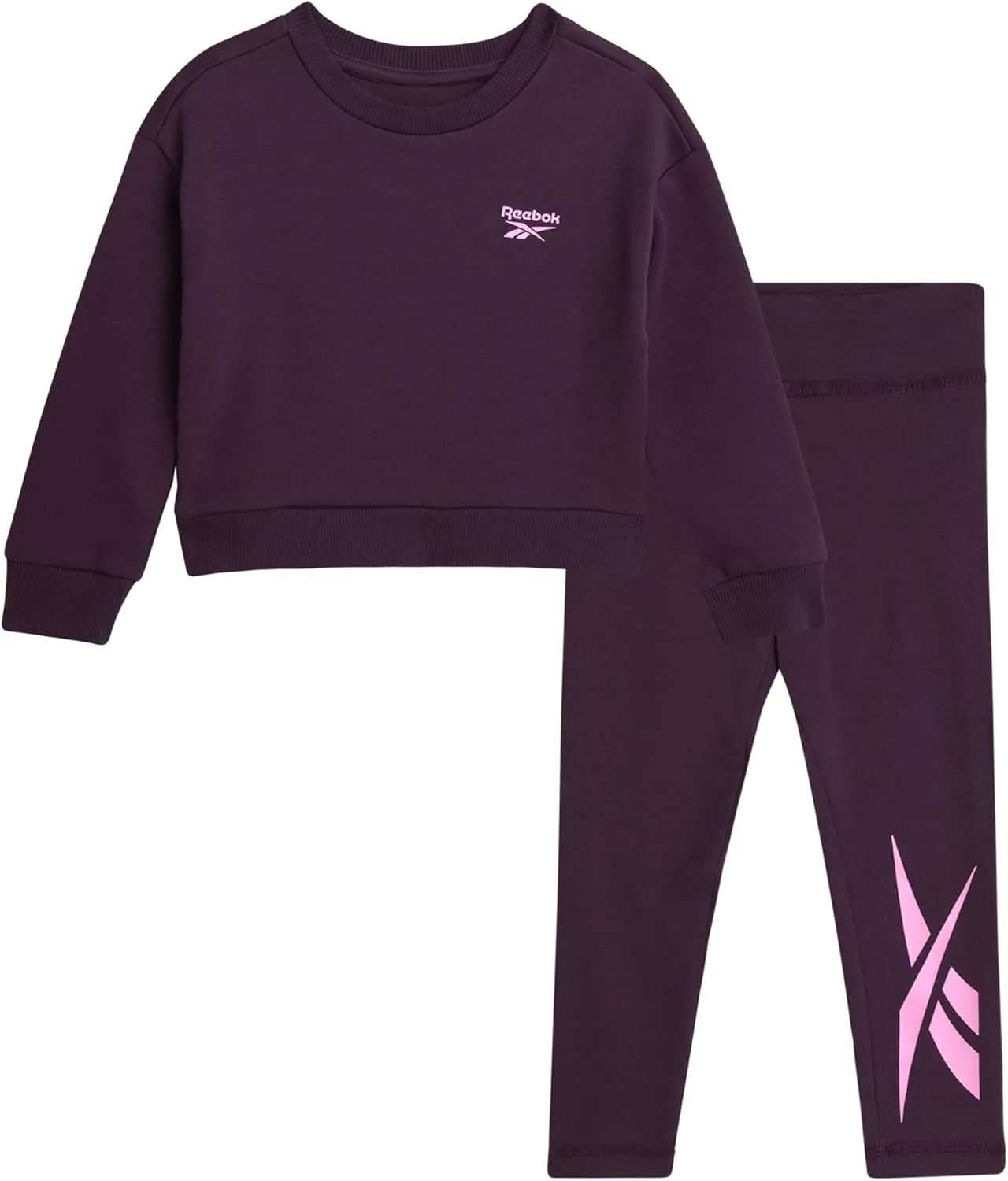 Reebok Toddler Girls' Pants Set - 2 Piece Active Fleece Hoodie Sweatshirt and Leggings for Toddlers and Little Girls (2T-6X)
