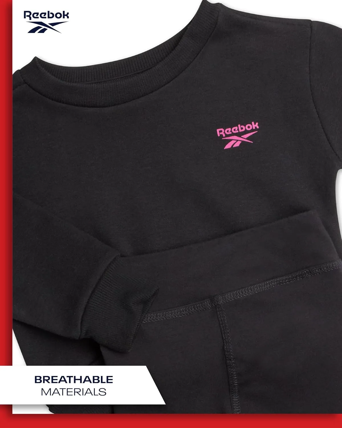 Reebok Toddler Girls' Pants Set - 2 Piece Active Fleece Hoodie Sweatshirt and Leggings for Toddlers and Little Girls (2T-6X)