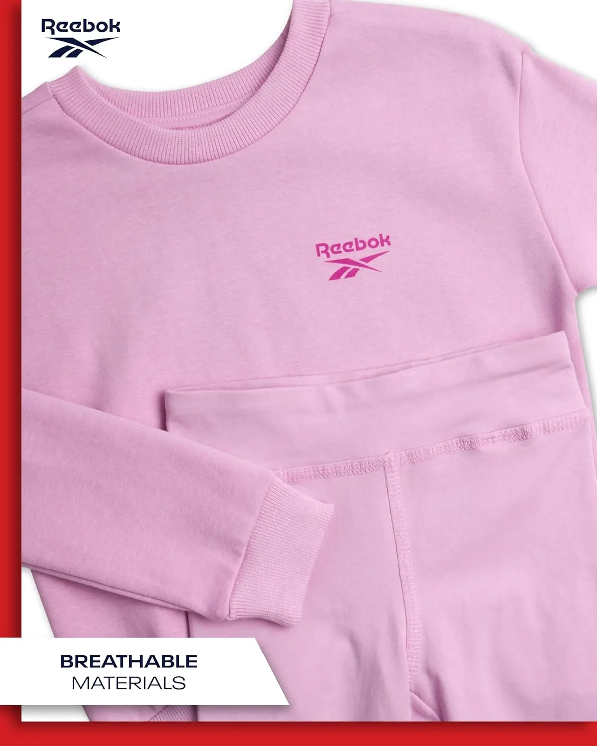 Reebok Toddler Girls' Pants Set - 2 Piece Active Fleece Hoodie Sweatshirt and Leggings for Toddlers and Little Girls (2T-6X)
