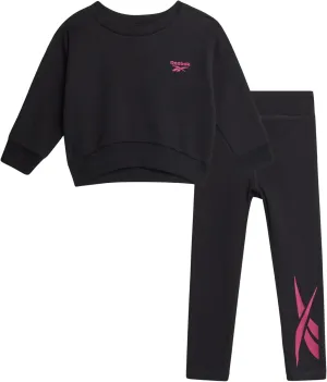 Reebok Toddler Girls' Pants Set - 2 Piece Active Fleece Hoodie Sweatshirt and Leggings for Toddlers and Little Girls (2T-6X)